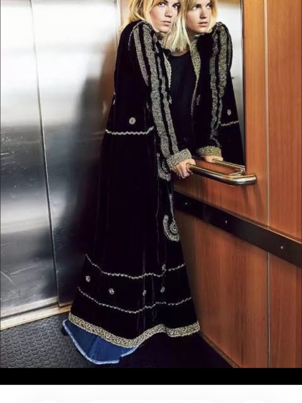 Free People “Eternal Tapestry” Black Velvet Embroidered Duster